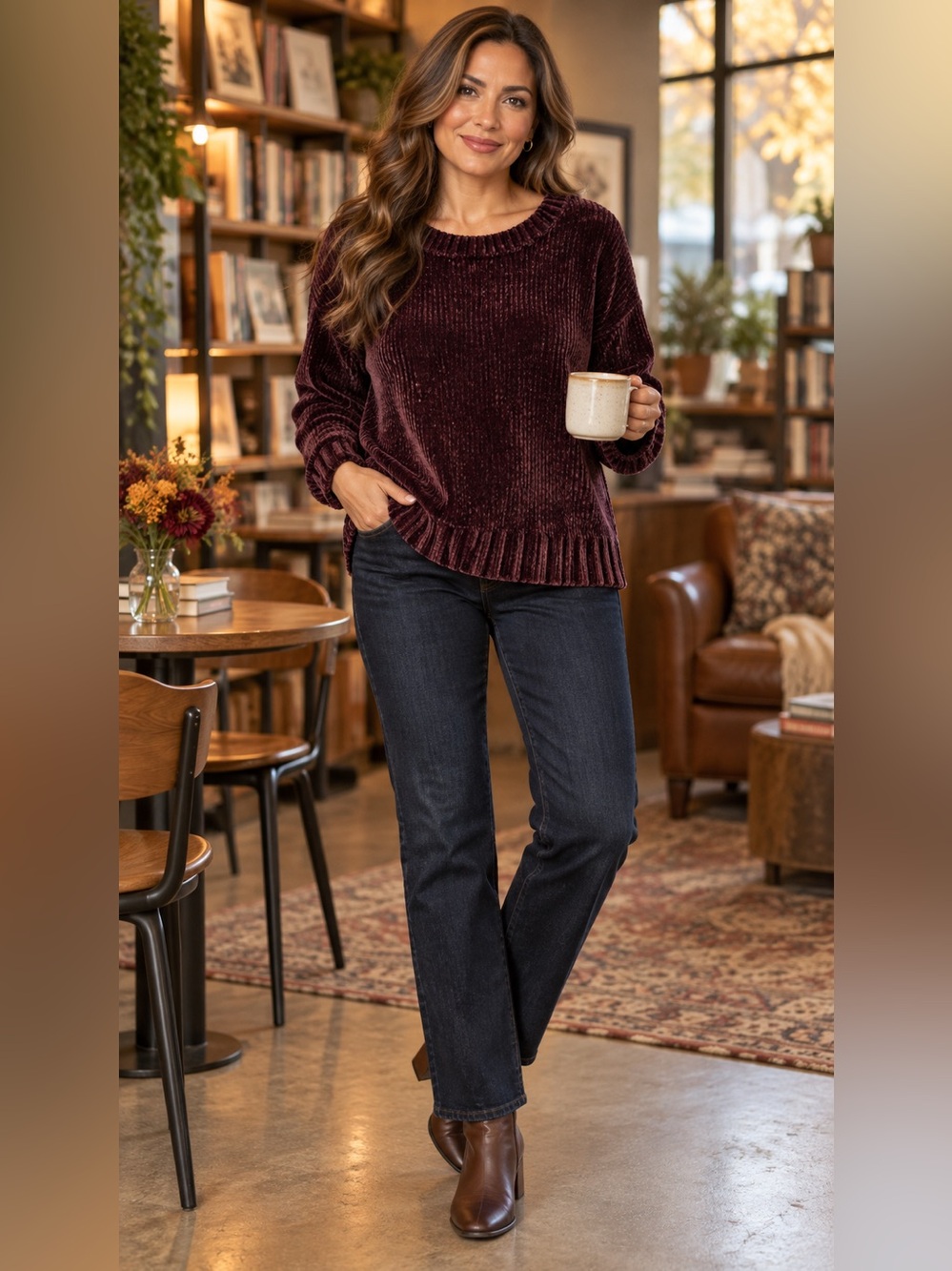 Orvis Burgundy Chenille Pullover Sweater Women’s Medium
